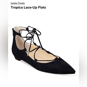 Tropica Lace-Up Black Suede Flats